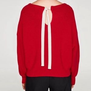 Red Tie-Back Women’s Sweater
